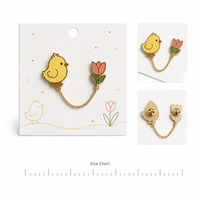 Broche en métal Poupoule de Pâques, Épingle de chapeau, Pendentif tulipe, Chaîne dorée, Bijoux de printemps, Broches, Vente en gros, Pins en émail souple personnalisés