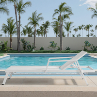 Ensemble de meubles de jardin en plein air très vendu chaise longue avec cadre en aluminium et mailles en bois pour hôtels Sun Beach Patio Pool