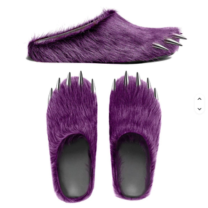 Mules en <span class=keywords><strong>fourrure</strong></span> pour hommes avec logo personnalisé, motif patte d'animal et griffes métalliques, design artistique pour un style affirmé - Product Image 3