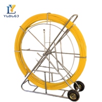 YILI 6mm*150m Carrete de Cinta Pasacables de Fibra de Vidrio con Soporte y Marco de Jaula, Extractor de Cables para Ductos y Tuberías, Kit de Instalación para Profesionales
