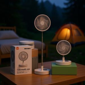 Ventilador portátil con batería recargable de 7200mAh, soporte plegable de escritorio para viajes, camping, dormitorio y uso doméstico. - Product Image 2
