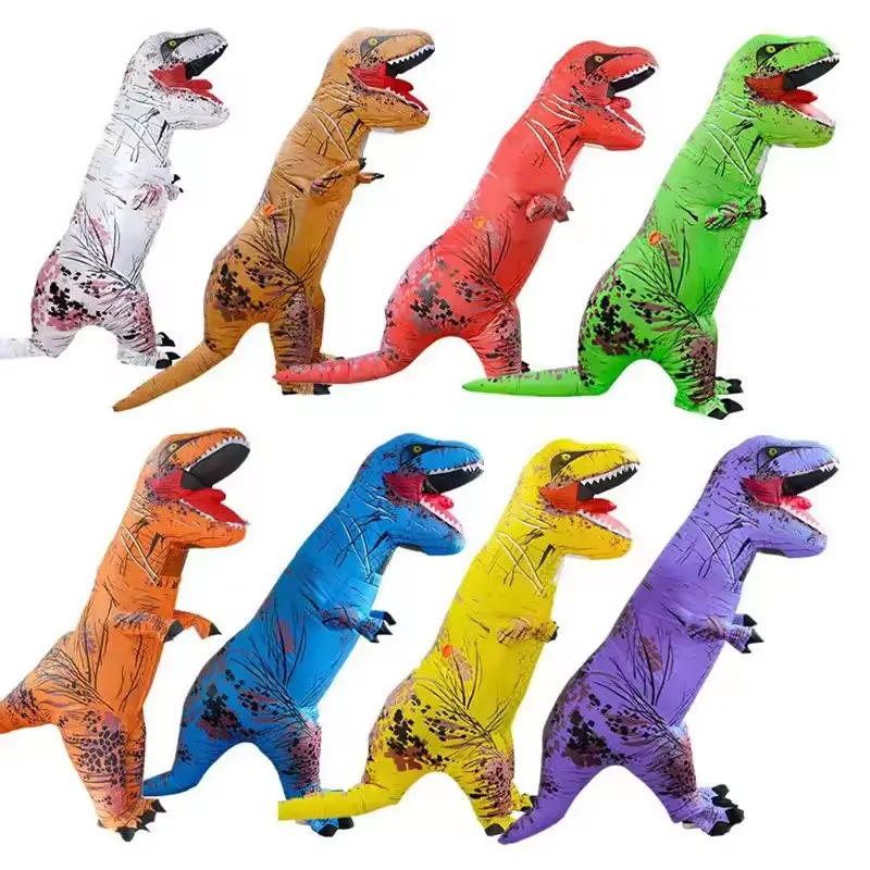 Kostum dinosaurus tiup tema Jurassic Halloween untuk pesta Halloween kostum tiup untuk dewasa
