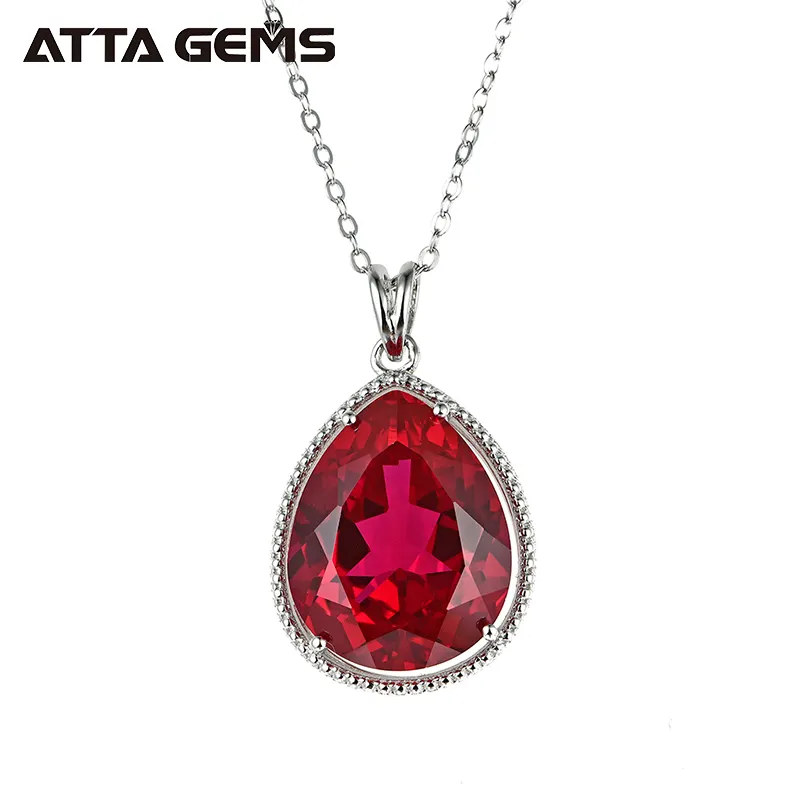 Red Ruby Sterling Silver Women Pendant 8.85 Carats Created Ruby Top Quality Women Fine Jewelry Gift Wedding Engagement Jewelry