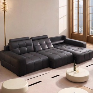 Functional Three Seat <b>Inflatable</b> Sectional Bed Living Room 2025 New Model Retractable Reclining Genuine Leather Retractable Recl - Product Image 5