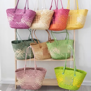 Bolso Tote de Verano de Lujo Ecológico Tejido a Mano para Mujer, Bolso de Hombro de Paja para Viaje con Cierre de Cordón y Letras de Moda - Product Image 1