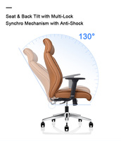 Kursi Kantor Eksekutif Modern Mewah, Kulit PU, Ergonomis, Tinggi Dapat Disesuaikan, Multi-lock, Dapat Dilipat