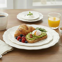 Assiette de présentation en porcelaine fine blanche en relief, style vintage français, pour mariage, vente en gros