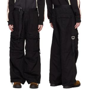 กางเกงคาร์โก้ผ้าฝ้ายผสมลินินทรงหลวมแบบเรียบมีกระเป๋า 4 ช่องสำหรับผู้ชาย - Product Image 1