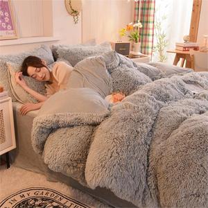 Chồn tấm ga trải giường nhung thiết lập màu sắc Rắn phong cách hiện đại Duvet cover với in bốn mảnh nước-có thể giặt được trang bị tấm <span class=keywords><strong>bedding</strong></span> Set - Product Image 4