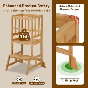 Toddler Standing <b>Tower</b> - Adjustable Height Kitchen Stool Kids Step for <b>Learning</b> with Removable - Product Image 4