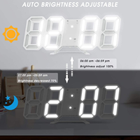 Jam Dinding Digital LED 3D Multifungsi Pintar, Kalender Elektrik, Lampu Malam, Desain Mewah ABS, Dekorasi Ruang Tamu, Kantor, Rumah