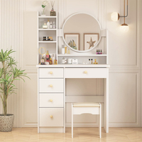 Coiffeuse moderne 2026 avec miroir et tiroirs, bureau de maquillage en bois pour chambre de fille