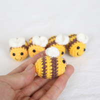 En gros, Porte-clés pendentif abeille au crochet 3D jaune, fait main, pour voiture, sac, filles