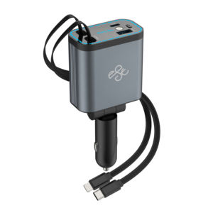 Cargador de coche de carga rápida 4 en 1 Pantalla <span class=keywords><strong>digital</strong></span> LED Retráctil 2 cables Tipo C Cargador de coche portátil para <span class=keywords><strong>IPhone</strong></span> 16 - Product Image 4