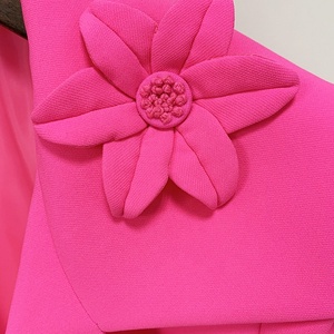 नए फैशन आकस्मिक प्लस आकार के फूल सजावट सुरुचिपूर्ण छोटे सूट गुलाबी जैकेट ब्लेज़र्स - Product Image 6