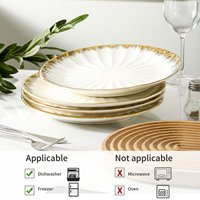Plateau de service de mariage en porcelaine fine avec bordure dorée – Ensemble de plateaux décoratifs blancs pour table à manger avec garniture dorée – Vente en gros
