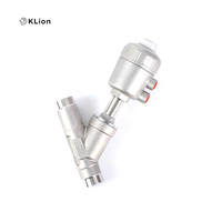 Vanne d'angle pneumatique KLION RTS 304 316 en acier inoxydable soudé DN10~DN80 pour eau et gaz, certifiée ISO, haute température
