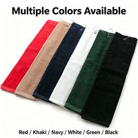 Serviette de golf en coton personnalisée de qualité supérieure, résistante aux taches, super absorbante, douce, pliable en trois, avec crochet pour clubs de golf et sports.