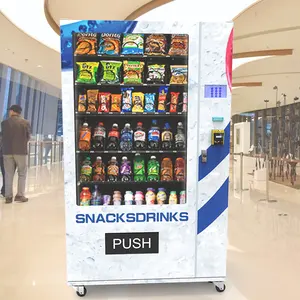 Máquina de venda automática de lanches totalmente automática para negócios ao ar livre, autoatendimento de alimentos frescos e bebidas