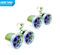 Paire d'enceintes de tour de wakeboard double marine Reborn avec haut-parleurs de bateau à anneau lumineux LED