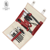Longhui 19 en 1, coupe-ongles portable en acier inoxydable pour usage domestique, kit de manucure et pédicure, pinces à cuticules, pousse-cuticules avec sac