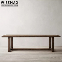 WISEMAX FURNITURE Restaurant américain rétro table longue chêne bois massif naturel rectangle table à manger chaises 8 places pour la maison