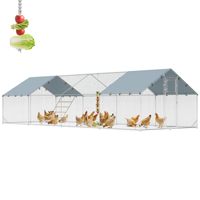 Grand enclos extensible pour poulets avec maille hexagonale, enclos extérieur combinable pour volailles avec toit, compatible avec un poulailler en bois