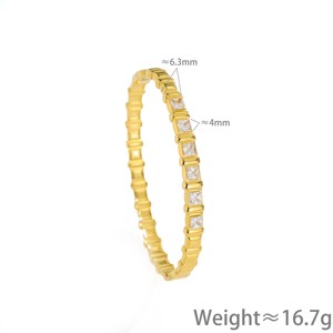 Brazalete de Acero Inoxidable Chapado en Oro de 18K con Zirconia en Forma de Bambú - Joyería de Lujo Ligero y Moderno para Mujer, Ideal para Fiestas - Product Image 5