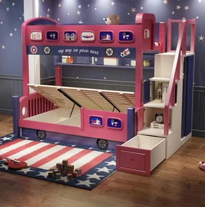 Litera ligera de lujo para niños, juego de dormitorio, ahorro de espacio, diseño de madera para el hogar, <span class=keywords><strong>cama</strong></span> para niños, muebles para niños - Product Image 3