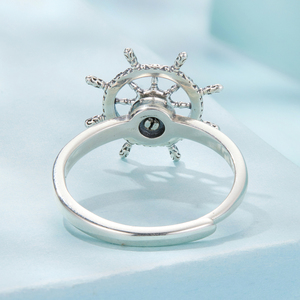 Bague de volant rotative en argent 925, ajustable, motif <span class=keywords><strong>ancre</strong></span> oxydé, motifs vintage pour femme, bijoux punk SCR1141 - Product Image 4