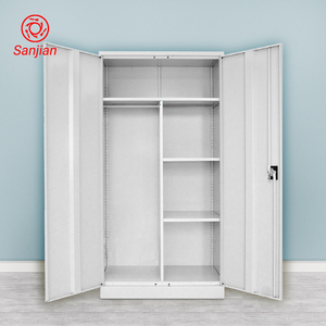 Sanjian <span class=keywords><strong>KD</strong></span> ตู้เก็บเสื้อผ้าห้องนอนสีเทา,ตู้เก็บของโลหะ Almirah ตู้เสื้อผ้าเหล็กประตูบานสวิง2อัน - Product Image 3