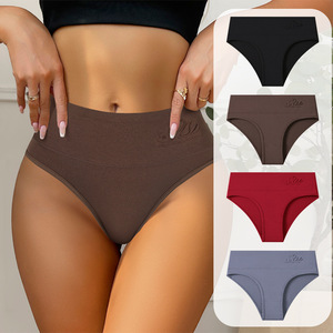 Culottes en coton taille moyenne couleur unie, style européen et américain, populaires sur <span class=keywords><strong>Shein</strong></span>, sous-vêtements doux pour femmes, vente en gros directe d'usine - Product Image 1