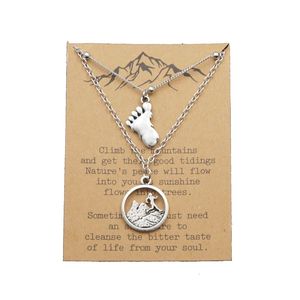 Collier unisexe en alliage de zinc, design animal Bigfoot classique, bijoux de voyageur de la forêt avec carte de montagne - Product Image 4