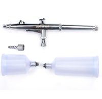 Kit d'aérographe à alimentation par gravité à double action BT-131, gobelets de 2/3 oz et 4/3 oz, aérographe multifonction en ABS pour peinture, gâteau, double action par gravité