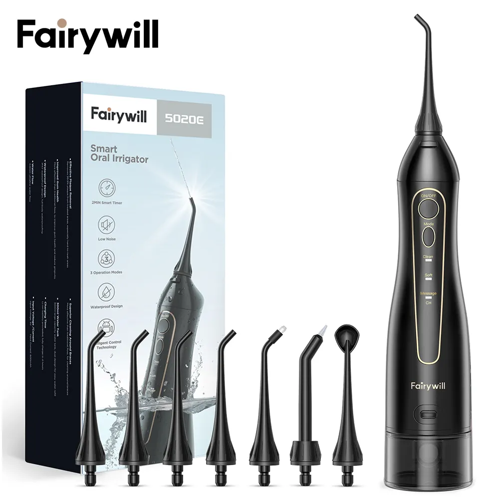 Fairywill FW 5020E Portable Water Flosser Cordless Oral Cleaner Dental Irrigator With Massage Function