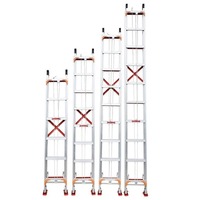 Échelle Télescopique Réglable en Aluminium Échelle d'Extension en Aluminium 4m-12m Combinable Sur Mesure Échelle à Marches