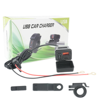 Chargeur USB pour moto 12V 48W USB C PD 30W QC3.0 avec voltmètre, interrupteur, fixation sur guidon ou rétroviseur