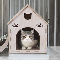 Maison pour chat, cage extérieure, abri entièrement assemblé, maison en contreplaqué pour se cacher, pour chats, lapins et petits chiens