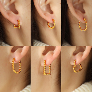 Geometric Gold Bead Stud <b>Earrings</b> Zinc Alloy Stainless Steel <b>Post</b> For Women Fashion Jewelry - Product Image 4