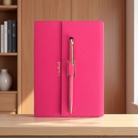 Carnet personnalisé rose en cuir PU avec fermeture magnétique coffret cadeau A5 Journal secret pour filles agenda de bureau bloc-notes rechargeable avec stylo