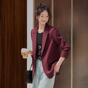 Off White Blazer Women Spring Autumn 2025 Slim Fit Irregular Back Slit Anti Wrinkle Solid Color Polyester Worsteds - Product Image 3