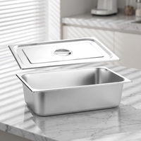 Amerikaanse stijl commerciële self-service Gastronorm GN pan van roestvrij staal 201, milieuvriendelijk modern design, 1/2 formaat voor het serveren van voedsel