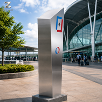 Pilier de signalisation extérieur en acier inoxydable, artisanat métallique, affichage de signalisation directionnelle moderne personnalisé pour aéroport, hôtel, place publique, entrée commerciale