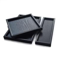 Plateau de service rectangulaire en bois noir, plateau en bois massif pour la salle à manger, tasse à thé, usage vintage pour restaurant, bar