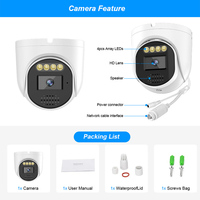 Caméra IP Turret POE Xmeye 4K 8MP avec double éclairage couleur de nuit, audio bidirectionnel et boîtier métallique pour extérieur