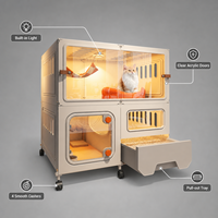 Grande cage à chat multi-niveaux, villa de luxe pour chat avec roulettes, porte transparente, hamac et tiroir à litière pour chats d'intérieur