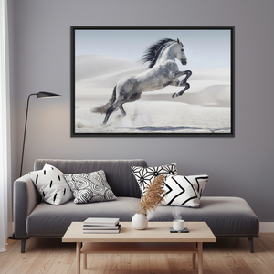 Elegant Desert Stallion: Printed Canvas Art for Minimalist Decor,<b>BLACK</b> <b>FRAMED</b> CANVAS - Product Image 3