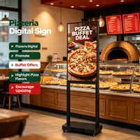 Écran publicitaire LCD vertical double face sur pied, adapté aux commerces de détail, aux restaurants, aux centres commerciaux, etc.