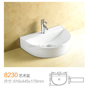 Vasque en céramique murale personnalisée à prix de gros, design simple pour salle de bain - Product Image 2