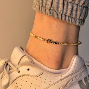 Cavigliere in acciaio inox su misura Dropshipping iniziali lettere in <span class=keywords><strong>oro</strong></span> argento <span class=keywords><strong>rosa</strong></span> targa cavigliere per feste - Product Image 4